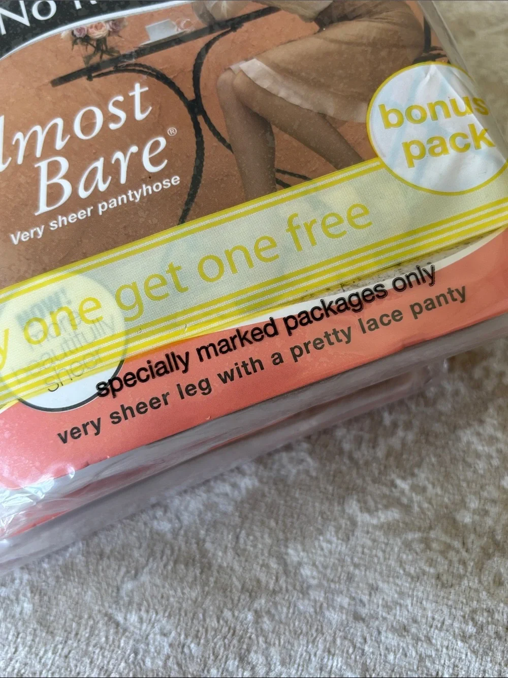 6 Pairs No Nonsense Almost Bare Very Sheer Pantyhose w/ Lace Panty Bare Bisque